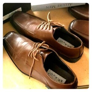 Oxford Brown Tuxedo Dress Shoe Square Toe Size 10